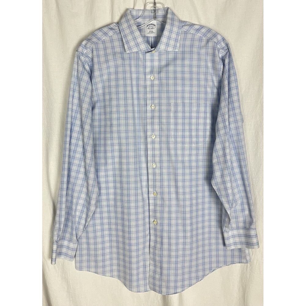 Brooks Brothers 1818 Dress Shirt Slim Fit Plaid Long Sleeve Mens Size 16-33
